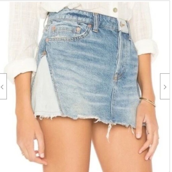 Free People WE THE FREE PATCHED DENIM MINI SKIRT size 26 - Picture 6 of 12